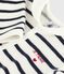 Babies' stripy velour pyjama suit MARSHMALLOW white/SMOKING blue