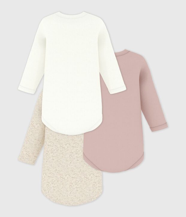 Babies' Long-Sleeved Cotton Bodysuits - 3-Pack multicolor
