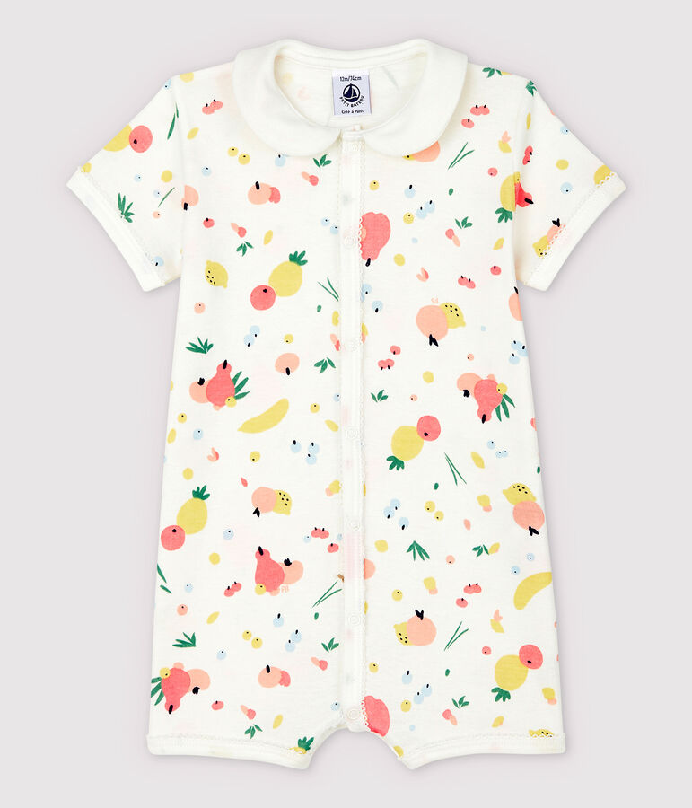 Baby Girls' Fruit Pattern Cotton Playsuit white/multicolor