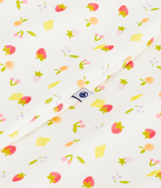 Babies' 0.5 TOG cotton sleeping bag printed with little fruits white/multicolor