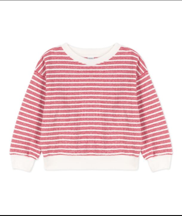 Children's Unisex Stripy Cotton Sweatshirt white/red