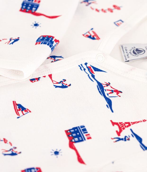 Paris themed cotton sleepsuit white/multicolor