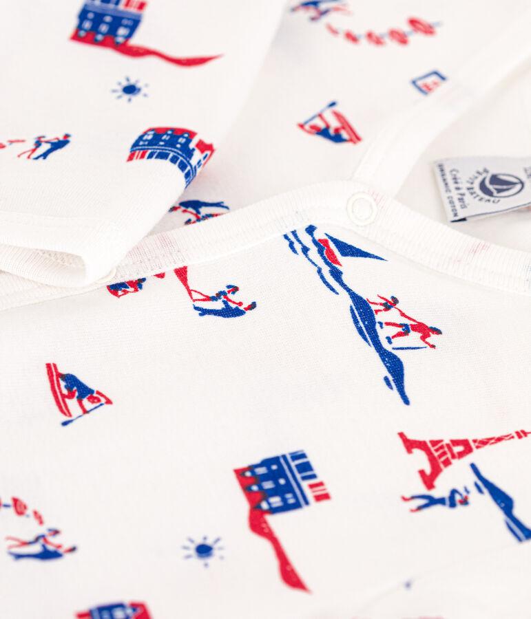 Paris themed cotton sleepsuit white/multicolor