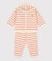 Babies' Thick Stripy Jersey Breton Outfit AVALANCHE pink/SIENNA white