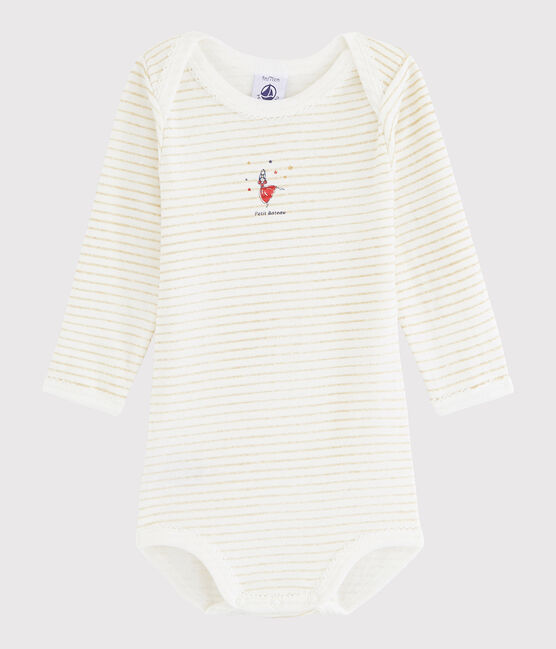 Baby Girls' Long-Sleeved Bodysuit ECUME white/OR yellow