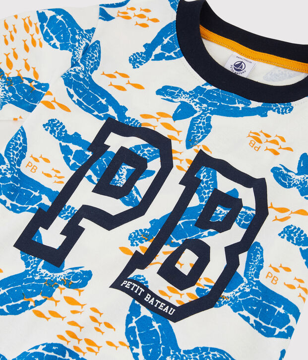 Boys' Short-Sleeved Cotton T-Shirt white/multicolor