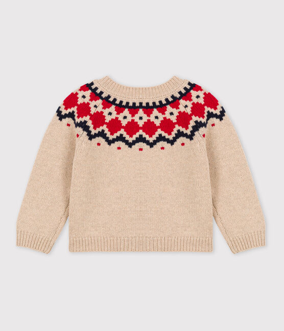 Babies' Wool/Cotton Knit Cardigan TRENCH /MULTICO