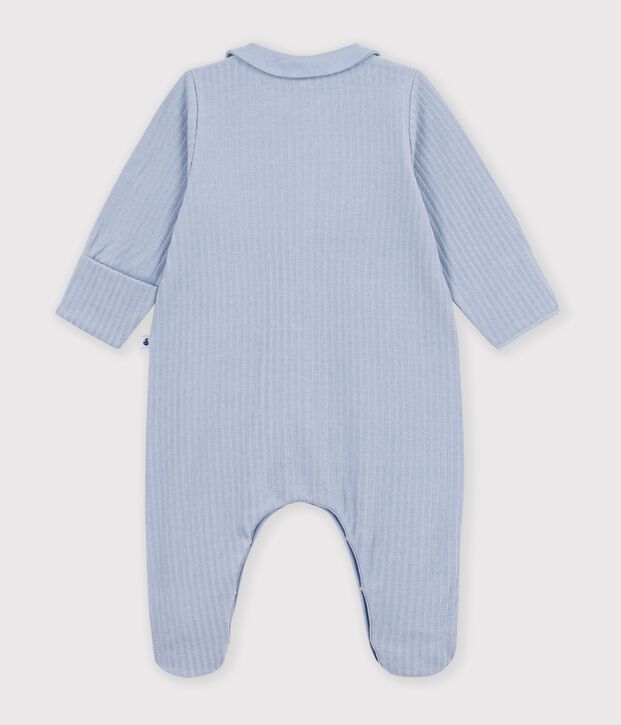 Babies' plain velour pyjama suit with a collar POLAIRE
