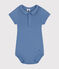 Babies' Short-Sleeved Cotton Bodysuit with Peter Pan Collar BEACH blue