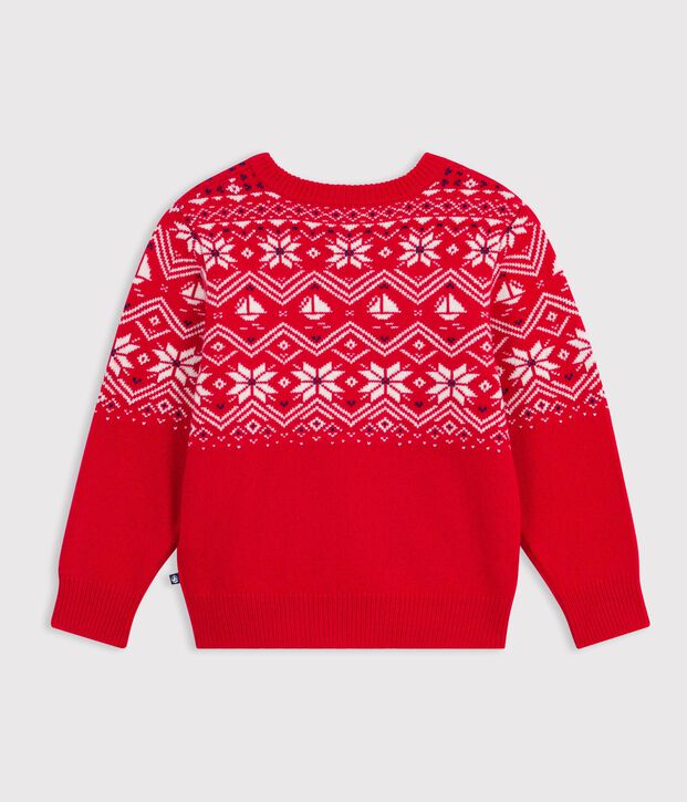 Children's wool and cotton jacquard jumper red/multicolor