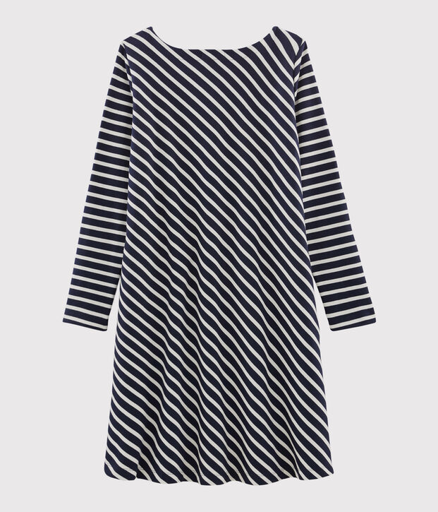 Women's Long-Sleeved Dress blue/white
