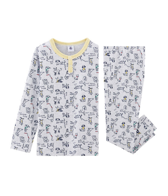 Ribbed Pyjamas POUSSIERE grey/MULTICO white