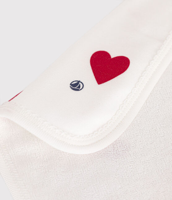 Heart pattern cotton and terry baby wipes MARSHMALLOW white/TERKUIT red