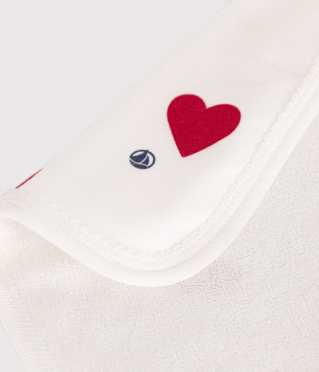 Heart pattern cotton and terry baby wipes white/red