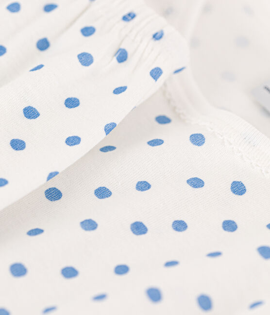 Girls' Spotted Cotton Pyjamas MARSHMALLOW white/EDNA