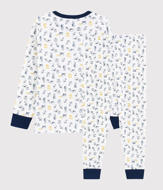 Boys' Fleece Bear Pyjamas MARSHMALLOW white/MULTICO white