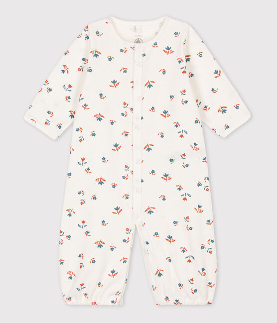 Babies' Cotton Jumpsuit/Sleeping Bag MARSHMALLOW white/MULTICO white