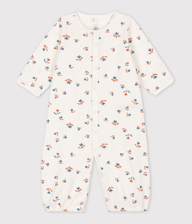 Babies' Cotton Jumpsuit/Sleeping Bag white/multicolor