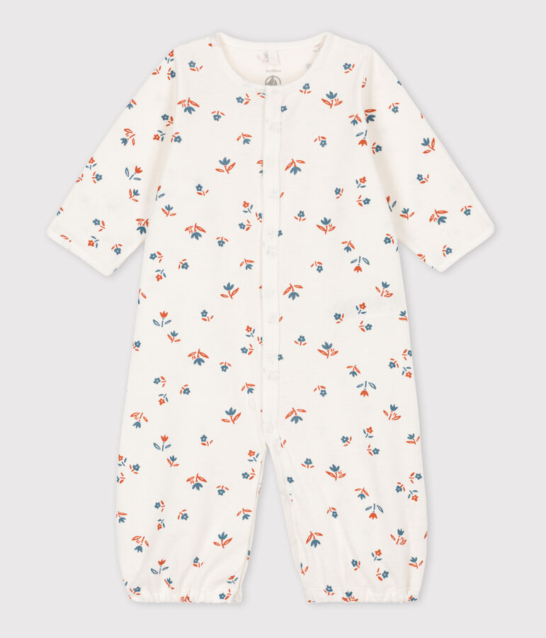 Babies' Cotton Jumpsuit/Sleeping Bag white/multicolor