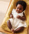 Babies' short-sleeved white honeycomb dress and bloomers MARSHMALLOW white