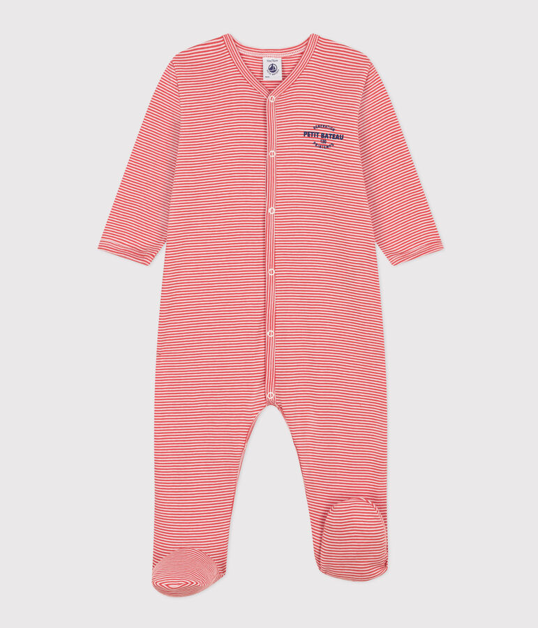 Babies' Pinstriped Cotton Pyjamas orange/white