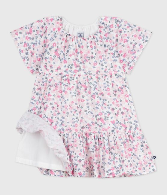Children's short-sleeved printed cotton dress MARSHMALLOW white/MULTICO white