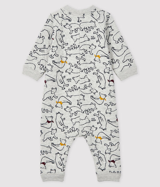 Baby boy's long playsuit BELUGA grey/MULTICO white