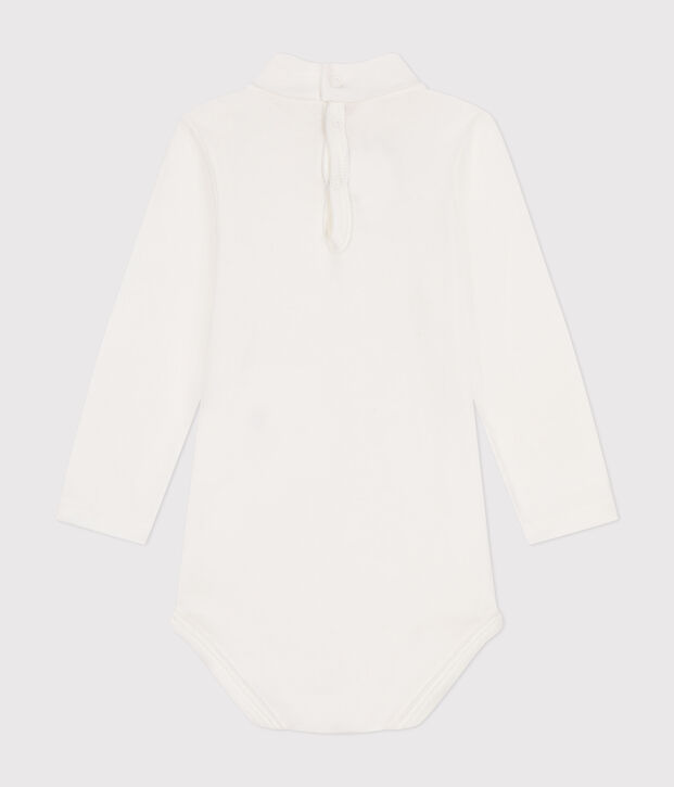 Babies' Long-Sleeved Roll Neck Cotton Bodysuit white