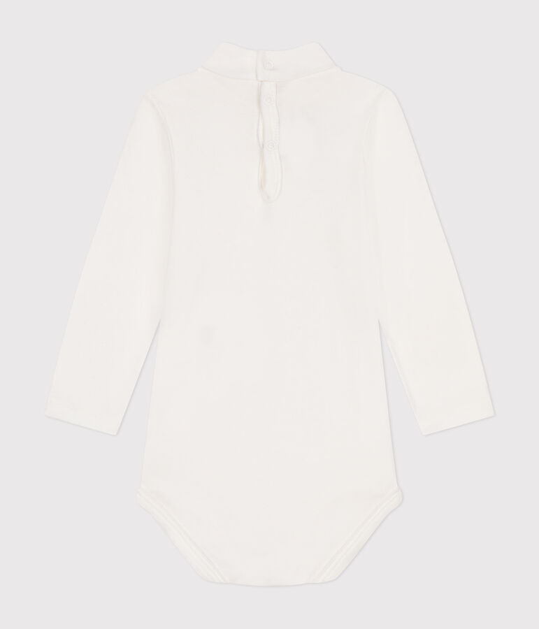 Babies' Long-Sleeved Roll Neck Cotton Bodysuit white