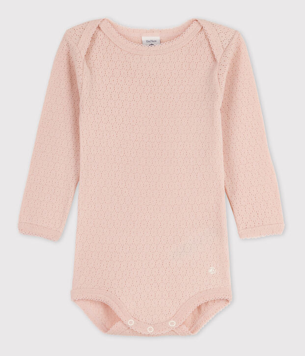 Babies' Long-Sleeved Openwork Bodysuit pink