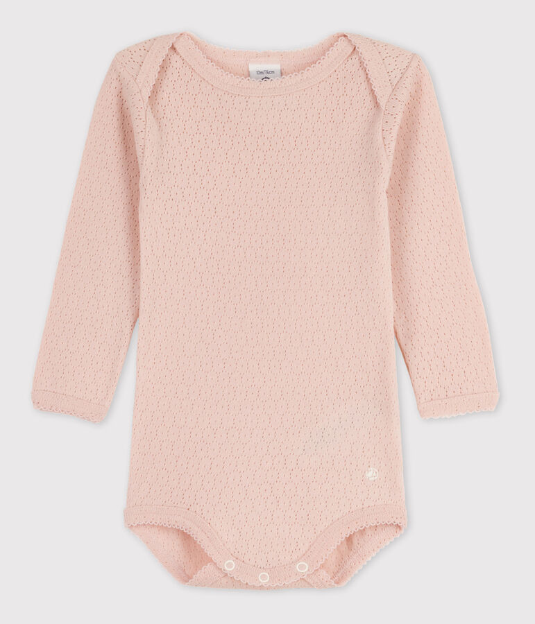 Babies' Long-Sleeved Openwork Bodysuit pink