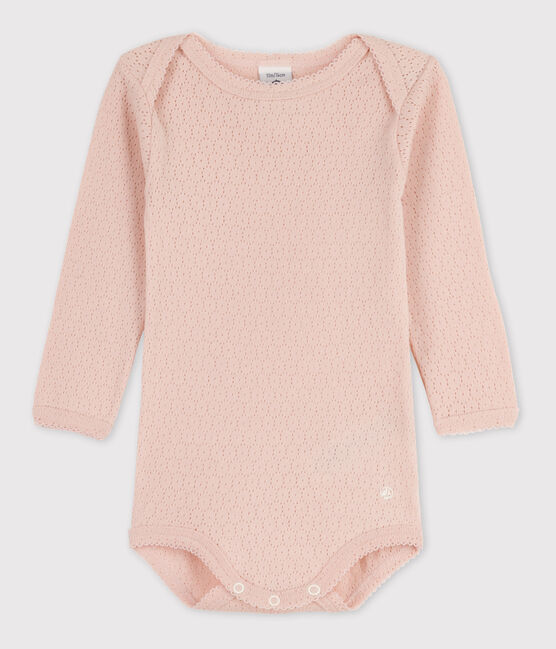 Babies' Long-Sleeved Openwork Bodysuit SALINE pink