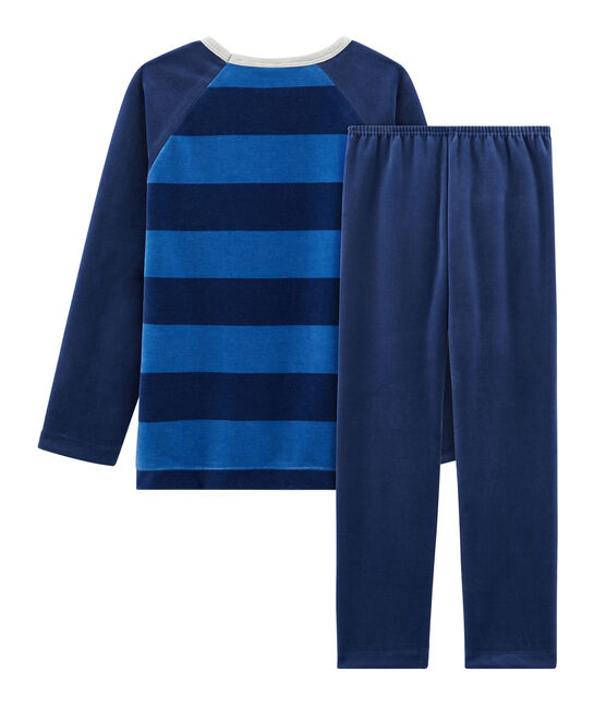 Boys' Velour Pyjamas MEDIEVAL blue/MAJOR blue