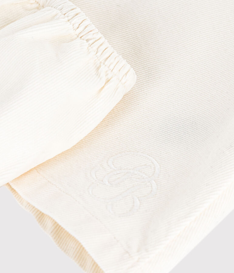Babies' embroidered corduroy sprecial occasion dress and bloomers Ecru