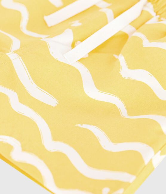 Babies' shark print swim shorts ORGE yellow/MARSHMALLOW white