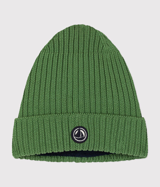 Children's polar fleece-lined knitted beanie hat PALMERAIE green