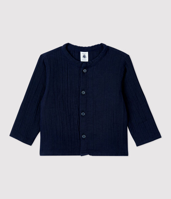 Babies' Organic Cotton Gauze Shirt SMOKING blue