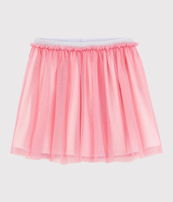 Girls' Glittery Tulle Skirt GRETEL pink/ARGENT grey