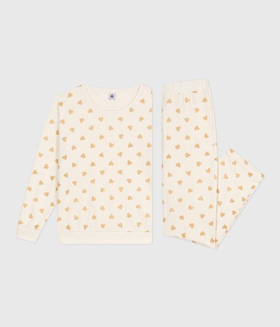 Women's golden heart print cotton pyjamas MILK /DORE