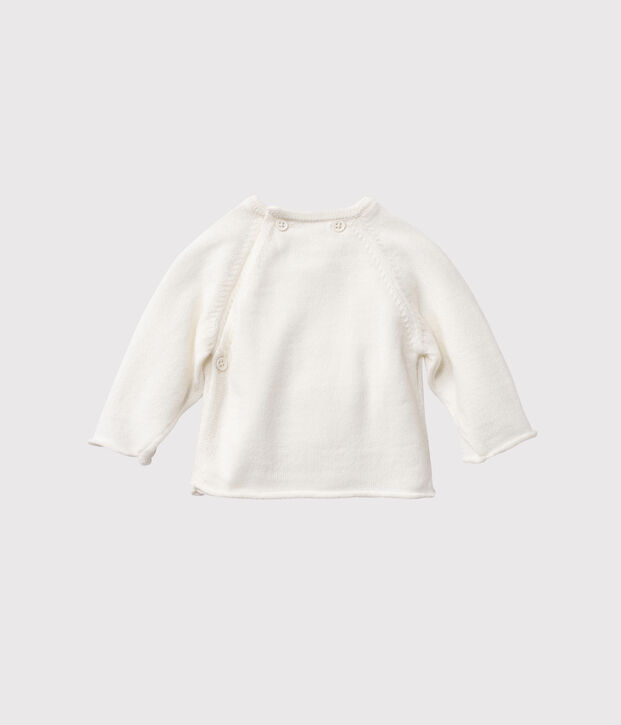 Baby top in wool and cotton white