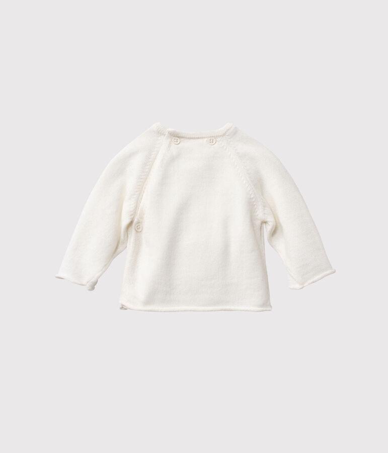Baby top in wool and cotton white