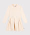 Girls' long-sleeved dress in two materials AVALANCHE Ecru