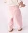 Babies' plain velour trousers with an embroidered back pocket JOLI pink