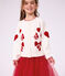 Children's wool and cotton cardigan with little motifs white/red