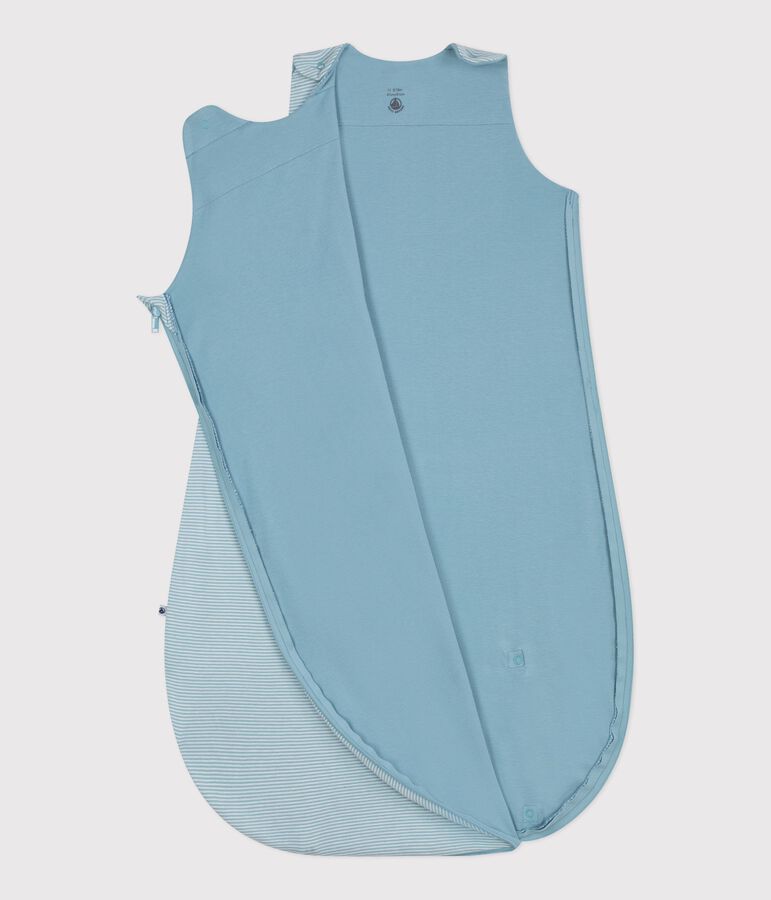 Stripy cotton 0.5 TOG baby sleeping bag green/white