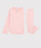 Girls' pinstriped ribbed pyjamas. GRETEL pink/MARSHMALLOW white