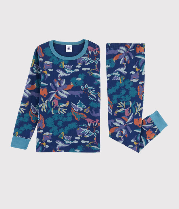 Boys' Jungle Print Tube Knit Pyjamas blue/multicolor