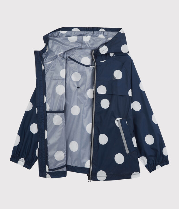 Girls' Recycled Polyester Mid-Length Windbreaker blue/white