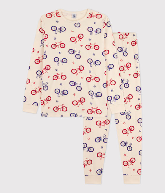 Boys' Bike Themed Cotton Pyjamas AVALANCHE white/MULTICO