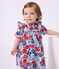Babies' short-sleeved cotton dress and matching bloomers printed with hearts MARSHMALLOW white/MULTICO white